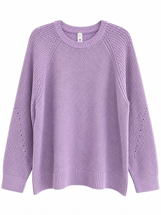 lululemon athletica Sweaters - Lululemon Chunky Knit Crewneck Sweater XL Lavender Purple Cotton Blend W3HEIS
